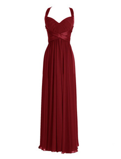 Spaghetti Strap US8 Burgundy Chiffon Bridesmaid Dress