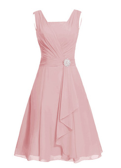 A-Line US6 Short Blush Chiffon Bridesmaid Dress