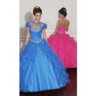 2012 New Arrival Elegant Floor Length Sweetheart Ball Gown Beading Ruffles Blue Cheap Organza Quinceanera Dresses  QD-4048
