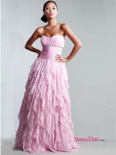 2013 New Arrival Column Sweetheart Ruched Beading Layered Ruffles Pink Prom Dresses Under 150 Sale PD-4809