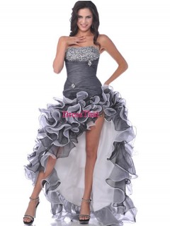 Sexy Strapless Beading Sequins Decorated High Low Ruffles Inexpensive Cocktail Dresses Under 150 Sale CD-4781