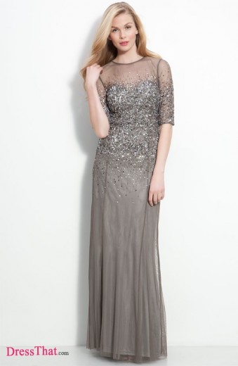 Gorgeous Column Sequins Beading Grey Chiffon Inexpensive Mother of the Bride Dresses Under 200 MBD-4862