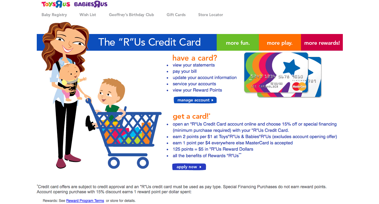 Toys R Us Credit Card - Landing Page