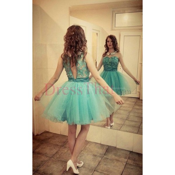 Shinning Lace Appliques A-line Green Cocktail Dresses/Homecoming Dresses Under 150 HD-4834