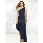 Modern Sheath/Column One Shoulder Dark Navy Chiffon Bridesmaid Dresses BD-30136