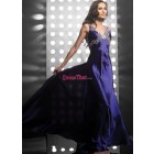 Sexy Tank Straps V-neck Beading Sequins Sweep Train Satin Evening Dresses Under 200 ED-4771