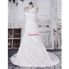 Simple Elegant Princess Real Sample One Shoulder White Satin Long Wedding Dress WD-50289