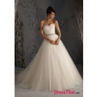 Simple A-Line Sweetheart Sleeveless Beading Empire Tulle wedding dress WD-9817