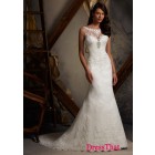 Elegant Mermaid Scoop Sleeveless Beading Empire Lace wedding dress WD-9819