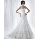 Inexpensive Empire Princess Sweetheart Ruched Beading Court Train Long White Lace Wedding Dress WLD-637