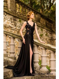 Elegant New Arrival Princess V-neck Appliques Front Split  Party Dress WPBD-9031