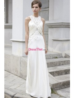 2013 Unique Halter Beading Lace Applique Ruffles Column Affordable Prom Dresses Under 200 ED-4763