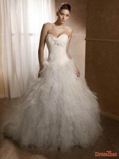 2013 New Fashion Affordable Sweetheart Ball Gown Beaded Layered Ruffled Tulle Wedding Dresses WD-2310