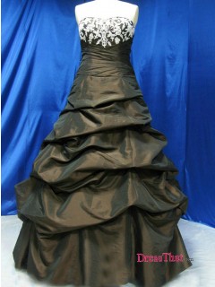 Generous A-line Strapless Lace Applique Ruched Layered Ruffles Taffeta Cheap Quinceanera Dresses Sale QD-4682