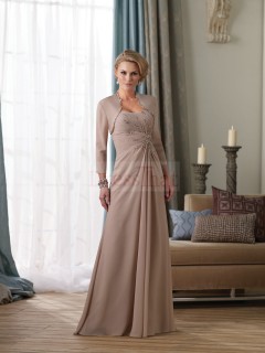 Elegant A-Line Sweetheart Brown Chiffon Mother Of Bride Dresses MBD-30168