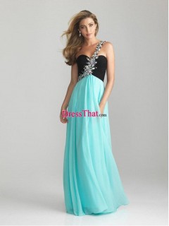 Modern Amazing One Shoulder Strap Beaded Princess Long Chiffon Prom Dress PD-50444