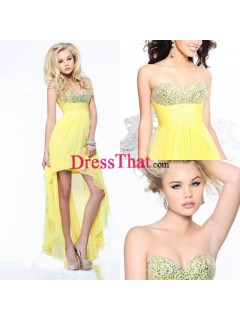Glamorous Sheath/Column Strapless Asymmetry Chiffon Prom Dresses PD-80003