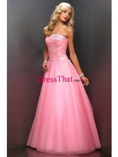 Gorgeous A-Line Strapless Floor-Length Satin Prom Dresses PD-80005