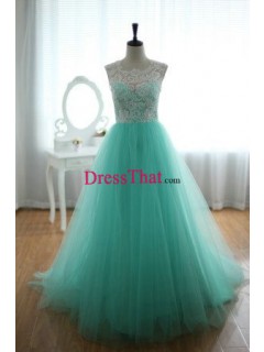 Gorgeous A-Line Scoop Floor-Length Chiffon Prom Dresses PD-80016