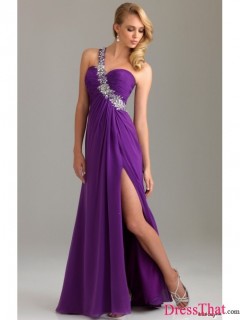 2013 Hot Sale Style Long Purple One-shoulder Sweetheart Beading Cheap Prom Dresses/Evening Dresses PD-9010