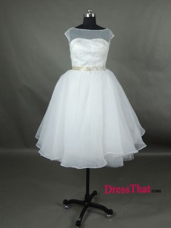 Scoop Neckline Lace Beading Satin Band Embellished Cheap Short Cocktail Dresses Under 150