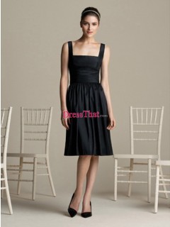 Simple Tank Straps Square Empire Black Cheap Wedding Bridesmaid Dresses Under 100 Sale BD-4738