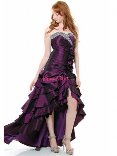 Stunning Sweetheart Beading Ruched Flowers Layered High Low Cheap Prom Dresses Under 150 Sale PD-4740