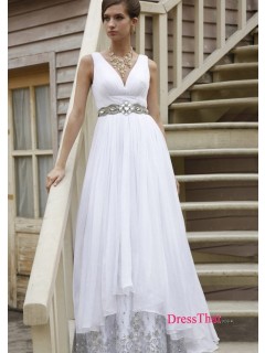 Stunning Tank Straps V-neck Ruched Empire Floor Length Sequin Chiffon Prom Dresses Under 150 Sale PD-4692