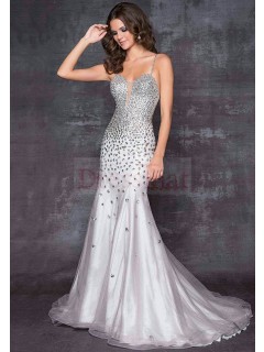 Luxurious Mermaid/Trumpet Spaghetti Ivory Organza Wedding Dresses WD-30131