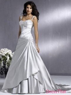 Best Selling Princess Sweetheart Beading Long Satin Weddding Dress With Straps WD-9150