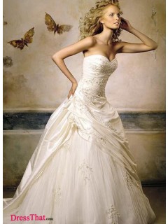 Gorgeous Ball Gown Sweetheart Sleeveless Appliques Natural Taffeta wedding Homecoming dress WD-9488