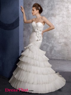 Simple Mermaid Sweetheart Sleeveless Ruched Empire Organza wedding dress WD-9518