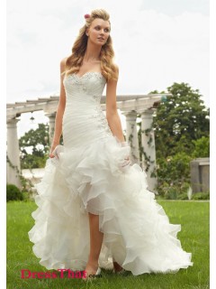 Luxurious A-Line Sweetheart Sleeveless Ruffles Empire Organza wedding dress WD-9525