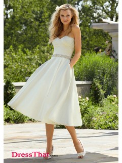 Simple Princess Sweetheart Sleeveless Beading Empire Satin wedding dress WD-9526