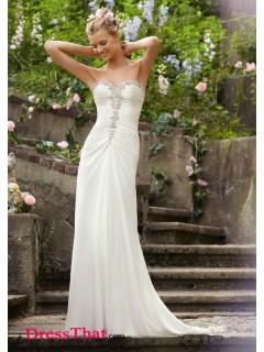 Gorgeous Sheath Sweetheart Sleeveless Beading Empire Chiffon wedding dress WD-9527
