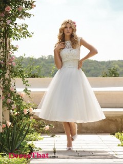 Elegant Princess Scoop Sleeveless Lace Empire Organza wedding dress WD-9528