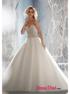 Gorgeous A-Line Sweetheart Sleeveless Beading Empire Organza wedding dress WD-9583