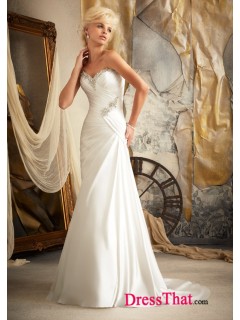 Modern Mermaid Sweetheart Sleeveless Ruched Empire Satin wedding dress WD-9594