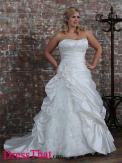 Elegant A-Line Sweetheart Sleeveless Ruched Empire Taffeta wedding dress WD-9755