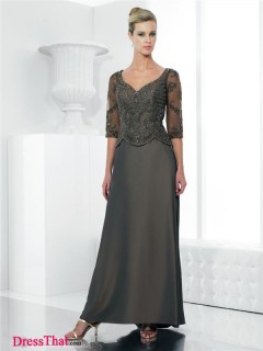 Luxurious Princess V-neck Short Sleeves Beading Natural Chiffon wedding party mother of the bride dress WPMD-9509