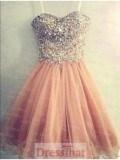 Luxurious Sweetheart beading Spaghetti Short Homecoming Dress/Cocktail Dress/Party Dress HD-70150