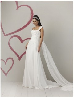 New Arrival Top Selling Summer Elegant A-Line One Shoulder Affordable Informal Wedding Dresses with back Cascading Drape Under $ 200 WD-1045