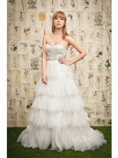 Elegant A-line Crystal Empire Sweetheart Chiffon Wedding Dresses WD-3086