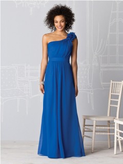 Hot Selling Gorgeous One Shoulder Sweetheart Chiffon Dark Navy Cheap Bridesmaid Dresses BD-1033