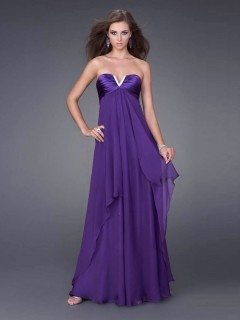 Gorgeous Empire Best Selling Ruched Long Purple Chiffon Prom Dress PD-646 