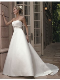 Simple Empire Waist A-Line Strapless Royal Train Wedding Dresses WD-3103