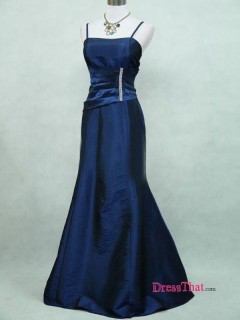 Simple Spaghetti Straps Strapless Royal Blue Satin Floor Length Wedding Guest Dresses Under 150 WGD-4681