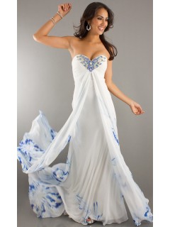 Elegant Sweetheart A-line Printed Floor Length Beaded Chiffon Evening Dresses Under$200 ED-2023