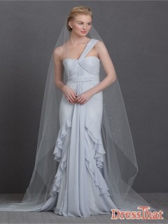 2013 New Arrival Charming Elegant Dedicate One Shoulder Strap Floor-length Ruching Ruffles Wedding Dress WD-50021