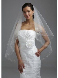 Flattering Two Tier Embroidery Rhinestone Wedding Veil WV2006